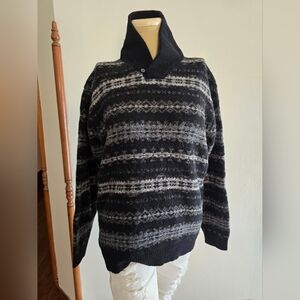 Vintage Polo by Ralph Lauren Black and Gray Wool Sweater